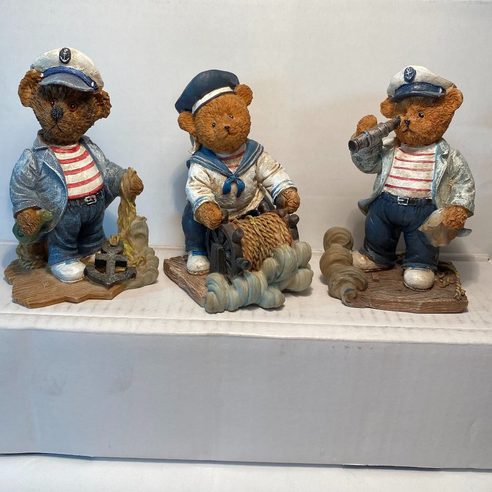 Ks Collection Nautical Sailor Teddy Bear Figurines Set of 3